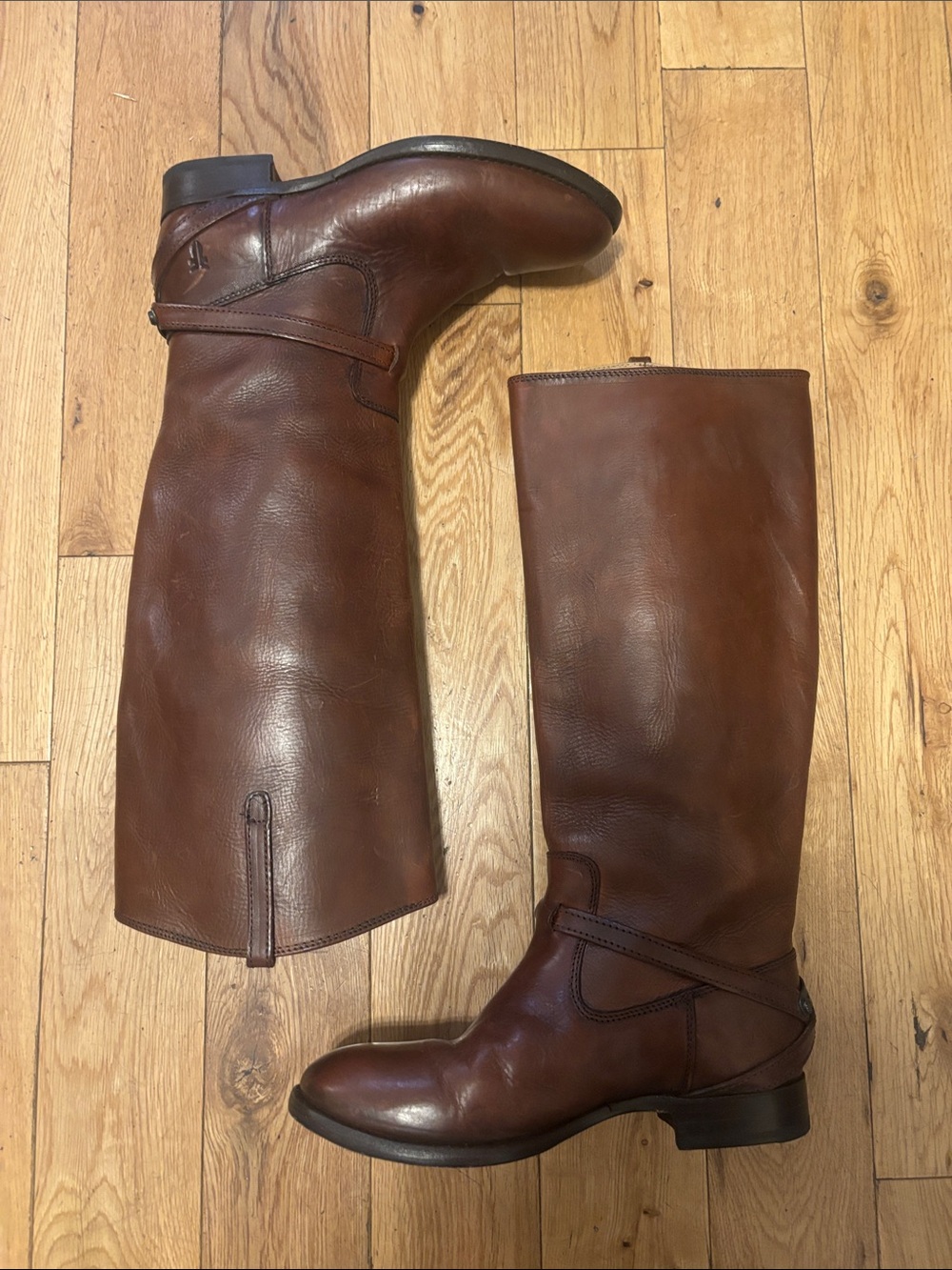 Frye Lindsay Plate Redwood Leather Riding Boots